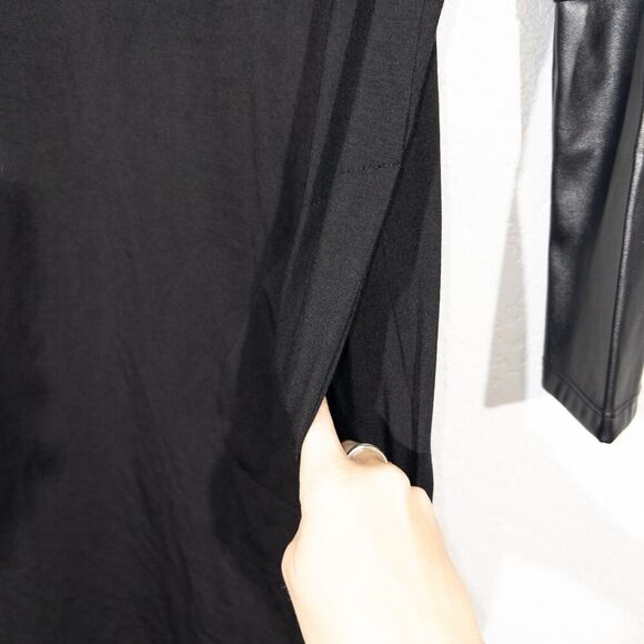 Harrison Hollis Black‎ Faux Leather Insert Mini Dress Size Small - Picture 4 of 6